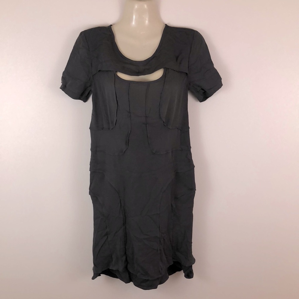 Isabel Marant Gray Silk Layered Chiffon Dress with Flaw
